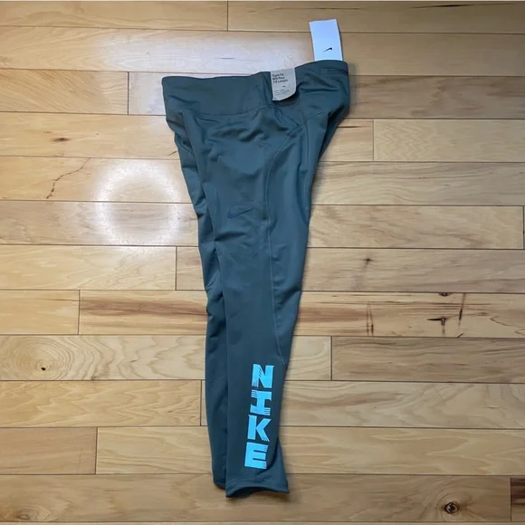 Nike Dri-Fit Running 7/8 Tights Mid Rise Tight Fit Sz Med Green Leggings NWT - Picture 9 of 9